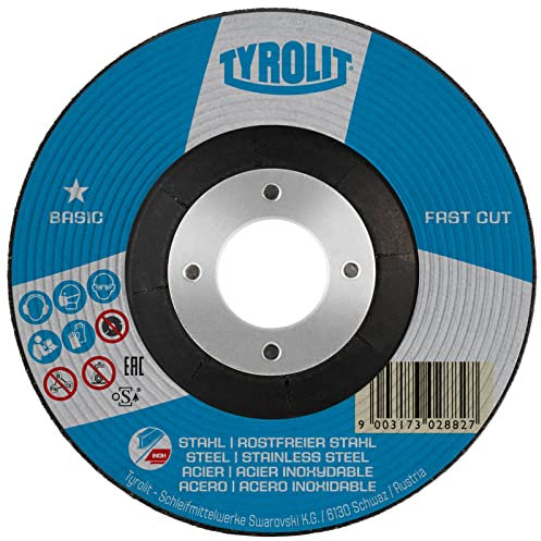 Tyrolit 10x Schruppscheibe 115 x 6 x 22,23mm FASTCUT | Schleifscheibe für Stahl & Edelstahl I weichere Ausführung für hohen Materialabtrag I Schnittigkeit optimiert I für Flächen- & Kantenschliff