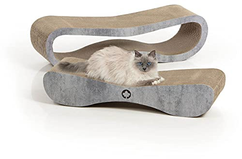 CanadianCat Company | Kratzmöbel für Katzen Orbit und Sattelite 2.0 im Set mit Katzenminze, qualitäts Kratzkarton für Katzen, XXL Sparpack, betonoptik