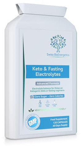 Keto & Fasting Electrolytes - 120 Capsules - Advanced Rapid Rehydration Formula with a Balanced Magnesium, Sodium, Potassium & Chloride Blend - Suitable for Ketogenic Diets