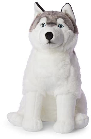 WWF Plüschtier Husky [sitzend] (70cm), besonders Flauschige und lebensechte Plüschtierkollektion des WWF, hohe Qualitäts- und Sicherheitsstandards, Mehrfarbig