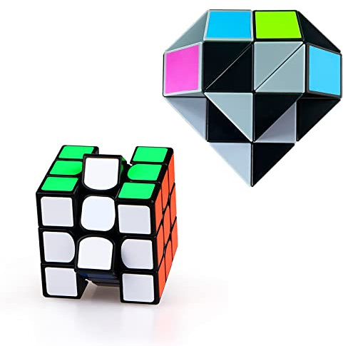 EACHHAHA Zauberwürfel 3x3+magische Schlange,Magic Cube+Magic Snake,geschicklichkeitsspiel, perfekt für lustige Party, kleinigkeiten für Kinder und Erwachsene