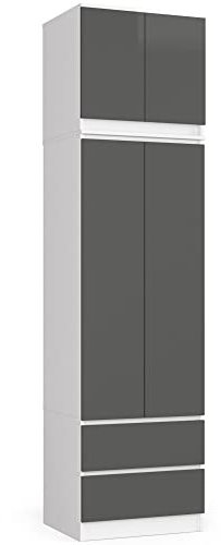 AKORD | Kleiderschrank mit Auszug | Geräumiger Innenraum | Platzsparende Aufbewahrung | Einlegeböden, Kleiderstange und Schubladen | Hochwertige Qualität | 234 cm Hoch | Einfache Montage