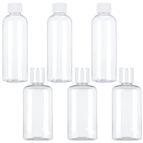Firtink 6 PCS Plastic Travel Bottles, 100 ML Clear Travel Containers Bottle Refillable Cosmetic Bottles Liquid Containers for Travel Toiletries Shampoo Lotion Makeup Shower Hand Soap, White