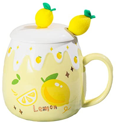 LXURY Tasse à café en céramique,joli motif imprimé de fruits,tasses à thé Kawaii pour femmes filles 400ml,ZL292-4