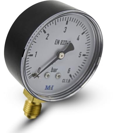 DOJA Barcelona | Manometre Pression Eau 0-10 Bars | Manomètre Pression Eau 1/4 | Ø 50mm | Conexion Laiton Vertical BAR/PSI | Manometre Inox | Manometre Pression Air, Eau, Pompe, Compresseur