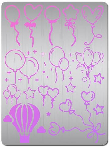 GORGECRAFT Ballon-Metallschablonen Wiederverwendbar Stern Liebe Herz Heißluftballon Edelstahl Schablone Zum Malen Auf Holzböden Scrapbooking Brandmalerei Gravur Prägen Kartenherstellung