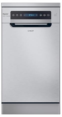 Candy Rapidò CF0C7SB0FX Lavastoviglie 45 CM, 10 Servizi, Digitale, Wi-Fi, 8 Programmi, Tecnologia Antibatteri, 47DB, Indicatore Sale e Lucidante, Cesto Superiore Regolabile, Casa Differita, Inox