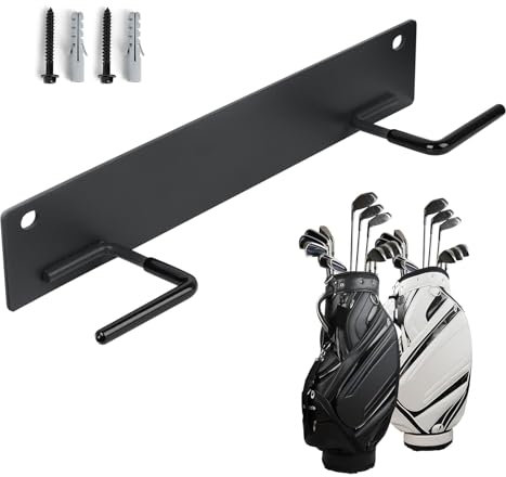 2thpart Wall Mounted Golf Bag Storage Rack Hold 2 Golf Bags, Golf Bag Wall Mount Rack, Golf Bag Storage Rack for Garage Wall (1 pack)