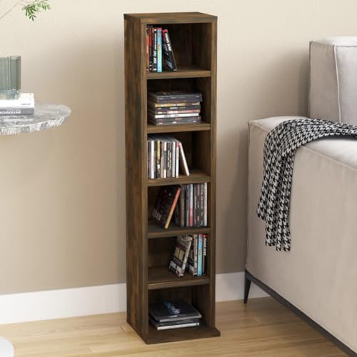 Mobile Porta CD Rovere Fumo 21x20x88 cm in Legno Multistrato porta cd a colonna steelbook mobile porta cd