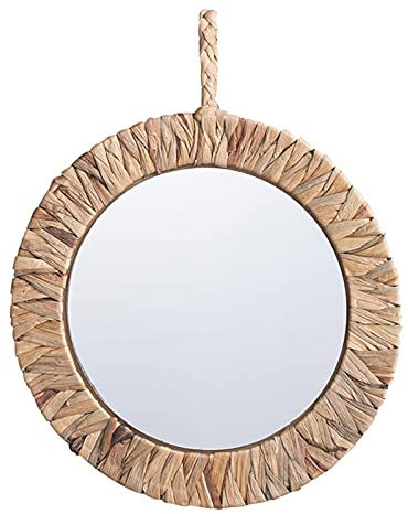 Miroir en corde nautique – Miroir de maquillage en forme d'herbe avec détails de corde nautique | Miroir mural rond de style pastoral en rotin fait à la main pour cuisine, salon, salle de bain et
