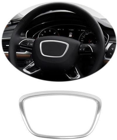 HIBEYO Adesivo per volante auto adatto per Audi A3 A4L A6L Q3 Q5 35TFSI Q7 in alluminio, logo sportivo, rivestimento volante, emblema decorativo interno, accessorio argento