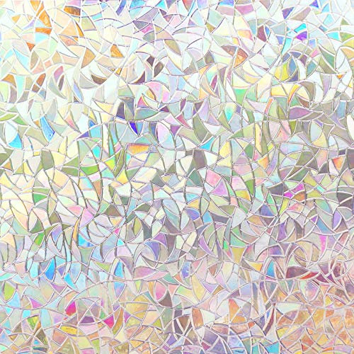 Volcanics Fensterfolie 75x200cm mit Montagewerkzeug, Sichtschutz Selbstklebend, 3D Regenbogen Bunte Fensterfolie Statisch Haftend, Blickdicht Ohne Kleber Anti-UV Sonnenschutzfolie für Wohnzimmer Büro