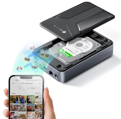 Yottamaster Enclosure Server NAS per 2.5 HDD/SSD SATA, Connessione APP Archiviazione di Rete NAS, Backup Automatico, Crittografia SDVN, Copertura Magnetica, Installazione Senza Strumenti(Senza Disco)