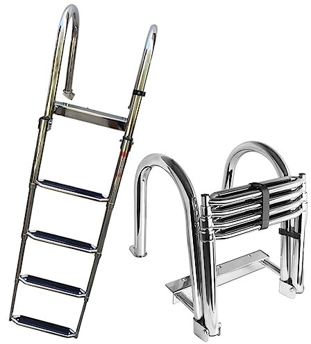 Outdoor Above Ground Swimming Pool Ladder Load 200Kg, 4 Steps Anti Slip Pools Step Ladder, Heavy Duty Above Ground Pool Ladder