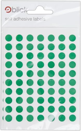 Blick Labels, Green, Self Adhesive Stickers, Coloured Dot, Circles, 8mm, 490 Labels, for Home, Office, Family, School, Holiday Calendar Organising, Planner, Rewards Chart, Colour Coding (Pack of 5)