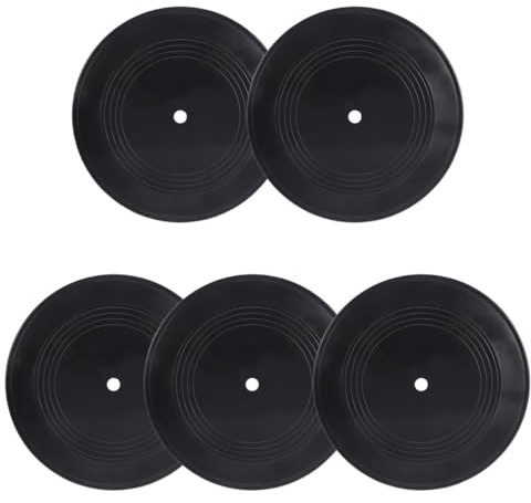 5 Pezzi Dischi in Vinile Decorativi Neri per Parete e Casa | Set da Cinque, Stile Estetico per Interni, per Eventi e Ambienti, Finitura in Vinile, Colore Nero
