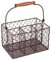 Dibor Brown Cutlery Caddy - Hand Woven Mesh Rack Basket Holder Four Section Organiser