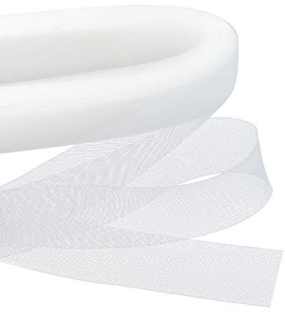 Yolyoo 45,7 m steifes Polyester-Rosshaar-Zopf zum Nähen von Hochzeitskleid, formelles Kleid-Zubehör (weiß, 5,1 cm)