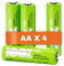PeakPower Akku AA NiMH | 4 Stück Batterien AA wiederaufladbar 1,2V | optimierte Kapazität, geringe Selbstentladung, vorgeladen | AA Akkus wiederaufladbar x4