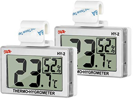 LXSZRPH Reptile Hygrometer and Thermometer High LCD Display Temperature Humidity Meter Gauge with Hook for Reptile Tanks, Terrariums, Vivariums (2 Packs)