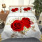courti 135x200cm 3D Kreative rote Rose Bettbezug Set 3 Teilig Bettwäsche Bettbezüge Mikrofaser Bettbezug mit Reißverschluss und 2 Kissenbezug 50x75cm