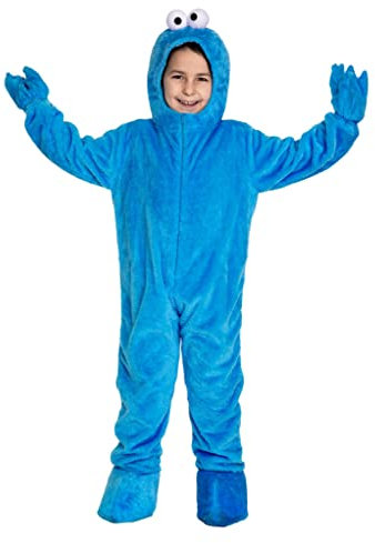 Die Sesamstraße Krümelmonster Kinderkostüm - blau - Kindergröße: 110-116 - Verkleidung Karneval, Halloween, Motto-Party