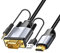 baolongking Câble adaptateur VGA vers HDMI avec audio, convertit la source VGA (PC) dans le connecteur HDMI (TV/moniteur) 1080p, câble adaptateur vidéo pour ordinateur, projecteur (5 m)