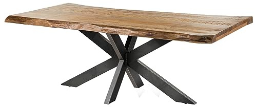 MASSIVMOEBEL24.DE Freeform 5 Baumtisch Mango - Verschiedene Größen, Farben und Gestell, Farbe:Natur lackiert, Größe:220x100 cm, Gestell:Kreuzgestell anthrazit glänzend