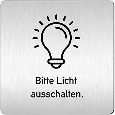 Türschilder24 XXL Schild - Türschild (B) • 125 x 125 x 1,5 mm • Licht ausschalten aus • Aluminium Vollmaterial • 100% Made in Germany