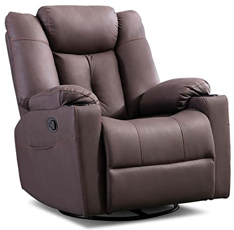 AFTON FABRIC RECLINER ROCKING SWIVEL GAMING CINEMA LOUNGE SOFA CHAIR BROWN