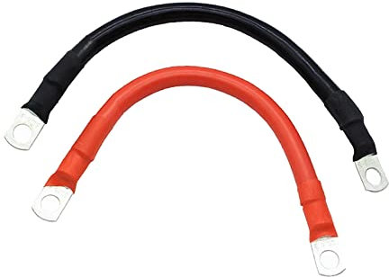 Lot de 2 câbles de batterie avec cosses annulaires M10 / M8 en cuivre, câble de batterie universel pour moto, batterie solaire de voiture, câble de masse, voiture (15 cm x 16 mm² - 5AWG, M10)