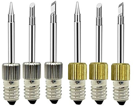6 Pezzi di Ricambio per Saldatore Punte E10 interfaccia per Saldatura elettrica Punta dell'ago Tip-B, Tip-C, Tip-K