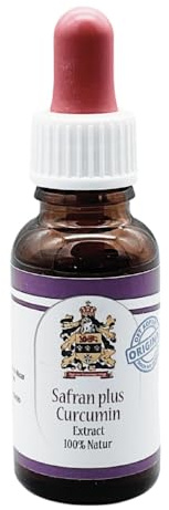 Safran Extrakt mit Curcumin 15 ml – Bio-Safran Güteklasse 1 aus Bulgarien, mit Curcuma longa, vegan, ohne Zusatzstoffe, hochkonzentriert, Tropfen zur täglichen Anwendung
