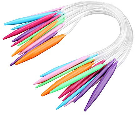 K Multicolor Circular Knitting Needles Kit - 16 Inch Round Needle, 12 Pcs Plastic Set (40Cm)