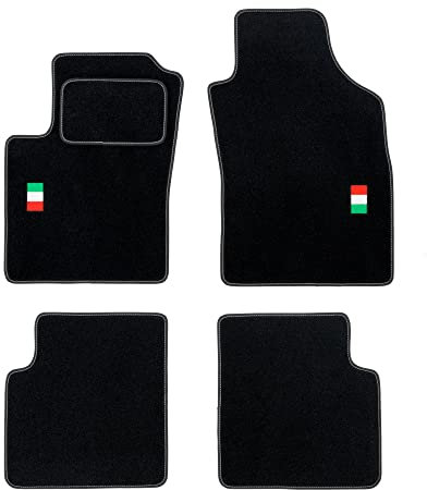 MOTOS Personalisierte Velours-Fußmatten passend für FIAT Panda II 2003-2012 - Personalisierte, Matt, Weiß - halten Sie Ihr Auto sauber und komfortabel mit unseren Fußmatten