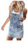 Salopette da donna corta oversize, con salopette estive, in jeans, mini gonna, in denim, con salopette in denim, senza maniche, con salopette, Blu, M