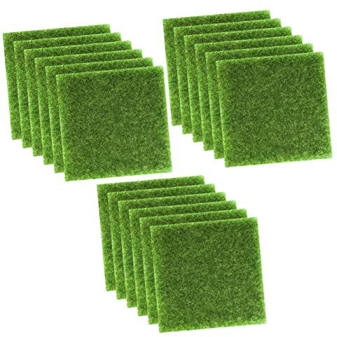 STOBOK 18 STK Mini-Rasen Märchengarten Gras Puppenstubengras Balkon Teppich Feengrasmatte Grasquadrate Mini-gräser-Rasen Kunstrasen Künstliche Gräser Gefälschte Strohmatte Bahn PVC