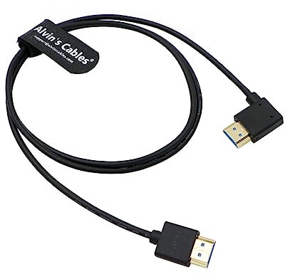 Alvin's Cables Ultra HD 8K HDMI 2.1 Cable Straight HDMI to Right Angle HDMI High Speed for Atomos Ninja V Monitor, Z CAM E2, Sony FS5| FS7| A7S3 Cameras 39.4inches|1M