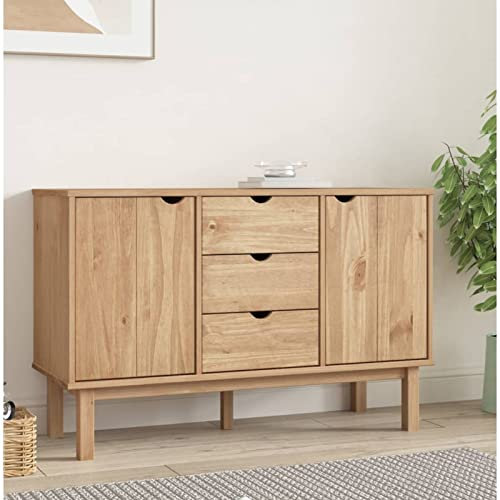Homgoday Anrichte OTTA 113,5 x 43 x 73 cm aus massivem Kiefernholz, Schrank für Schrank, Innenschrank, Gartenmöbel, Besenhalter für Badezimmer, Innenräume, Haus