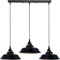 LEDSone Vintage Metal 3 Head Light Industrial Pendant Metal Shade, Hanging Ceiling Light E27 Holder Fitting with 50cm Ceiling Plate (Black Gold Line)