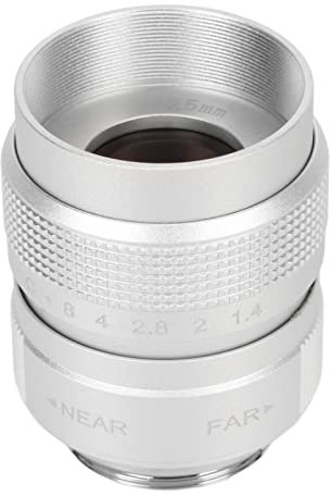 C-Mount-CCTV-Objektiv, Gehäuse aus Aluminiumlegierung, Manuelle Einstellung, Kameraobjektiv mit Geringer Verzerrung, 25 Mm F1,4, Effiziente Lichtleitung, Robust, für Zuhause,