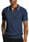 PaulJones Polo da uomo a maniche corte in maglia, polo estiva con cerniera a un quarto, blu navy, XL