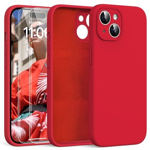 HATOSHI für iPhone 15 Hülle, Silikon Anti-Rutsch Kratzfestes Stoßfest Handyhülle für iPhone 15 Schutzhüll, Rot