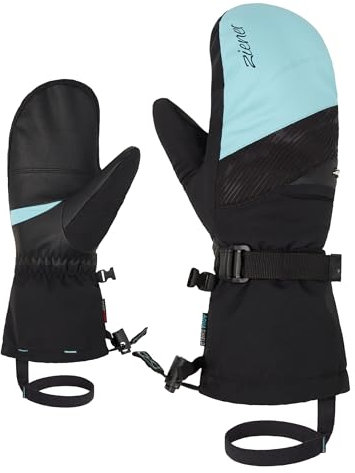 Ziener Damen Kalinda Ski-Fäustling/Wintersport | wasserdicht, Lange Stulpe, Black.River Blue, 7