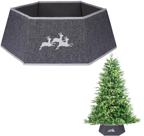 68,1 cm großer Weihnachtsbaumrock, faltbar, Jute, Weihnachtsbaumständer, Basis, Abdeckung, Kragen, Stamm, Korb, Ring für Baumschmuck