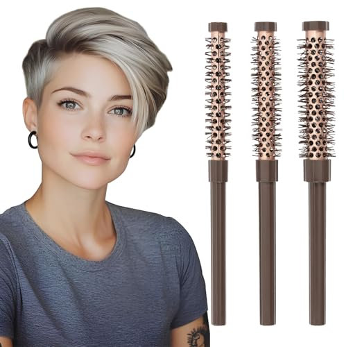 3 Stück Rundbürste Klein, Rundbürste zum Föhnen, Haarbürste Rund für Weiche, Voluminöse Föhnbürste für Damen und Herren, kurzes Haar, Pony, Ansatz, Locken, Glattes Haar (Klein)