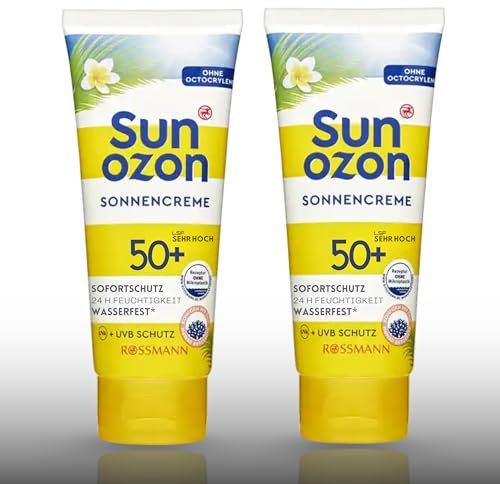 Sunozon Sonnencreme, LSF 50, Wasserfest, 24h Feuchtigkeit, 2x100ml