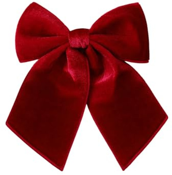 xinxinyu 25cm Large Christmas Tree Bows, Red Velvet Bow For Christmas Tree Topper Garland Wreath Door And Outdoor Decoration Fall Winter Accessories (1, Wine)