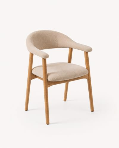 Haris Børn NUR ERSATZTEILE KEIN Stuhl Esszimmerstühle mit Holzbeinen (1er Set) Beige - Polsterstuhl mit Armlehne - Premium Esstisch Stühle & Wohnzimmer Stühle