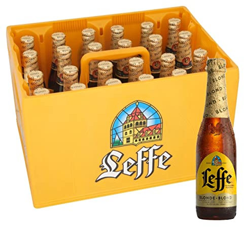 Leffe Blonde Flaschenbier, MEHRWEG im Kasten, Blondes Abteibier Bier aus Belgien (24 x 0.33 l)
